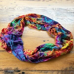 Colorful Hand Tie-Dyed Infinity Scarf - OS